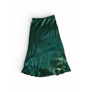 Emerald Green Satin Midi Slip Skirt Size M